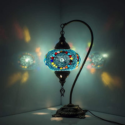 A Turkish mosaic table lamp